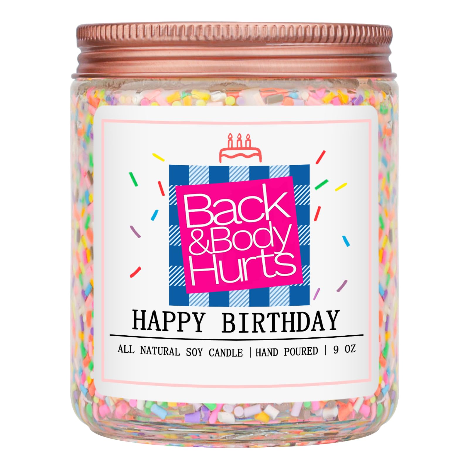 Homsolver Birthday Candles Gifts for Her and Him, Birthday Gifts for Women Men, Unique Best Friend Gift Ideas -Back & Body Hurts Happy Birthday Candle