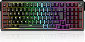 Teclado Mecânico Gamer Redragon Eisa Pro Preto RGB Switch Marrom 1800 Compact Hotswap 5 Pinos ABNT2 Gasket Mount USB Tipo-C, Bluetooth e USB 2.4GHz K686-RGB-PRO (PT-BROWN)