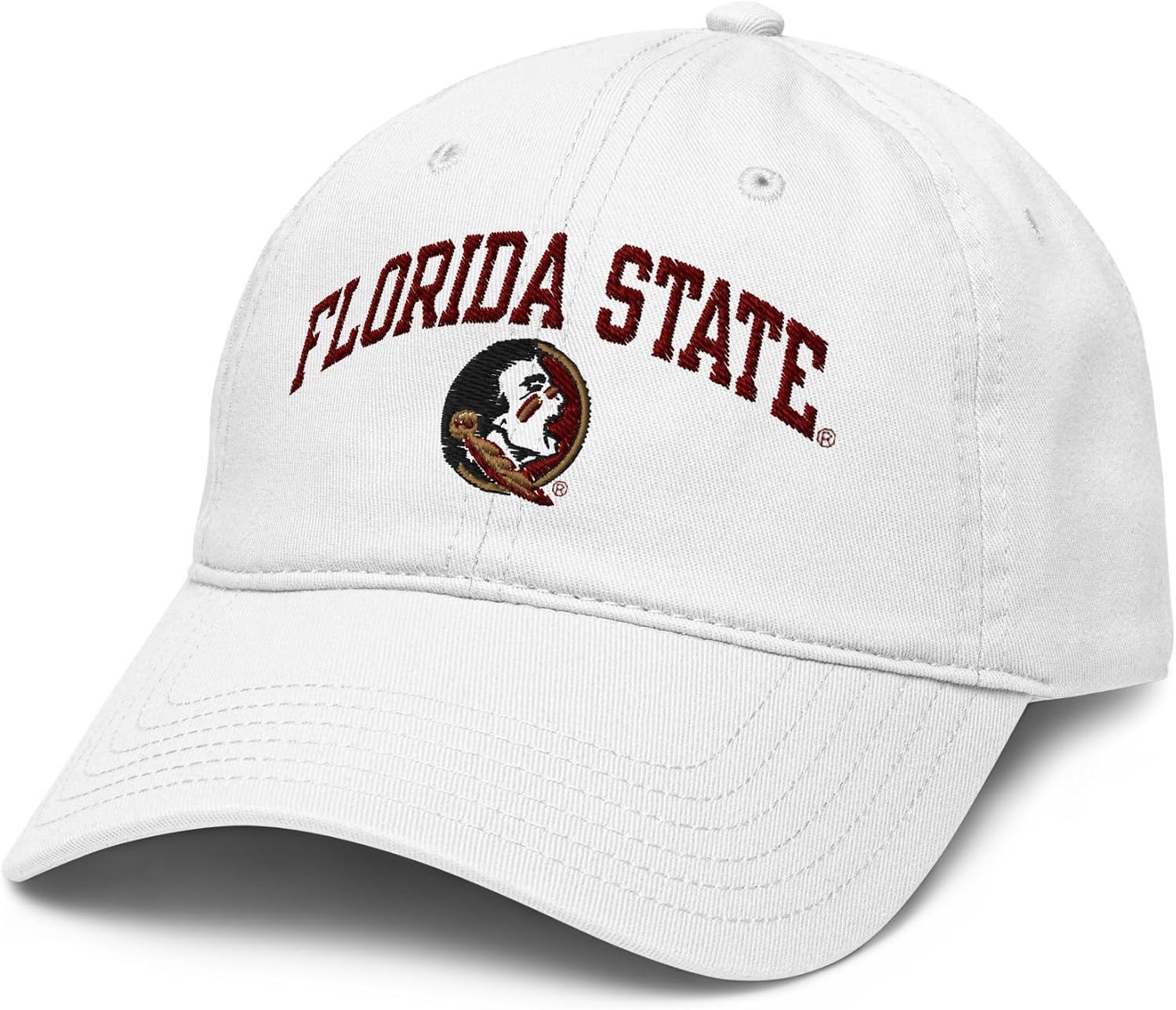 Florida State Seminoles Arched White Officially Licensed Adjustable Baseball Hat