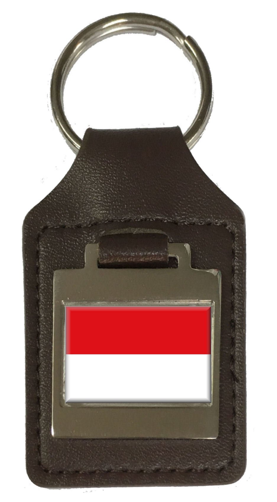 Schlüsselanhänger aus Leder mit Gravur "Salzburger Flagge", Silber, One Size