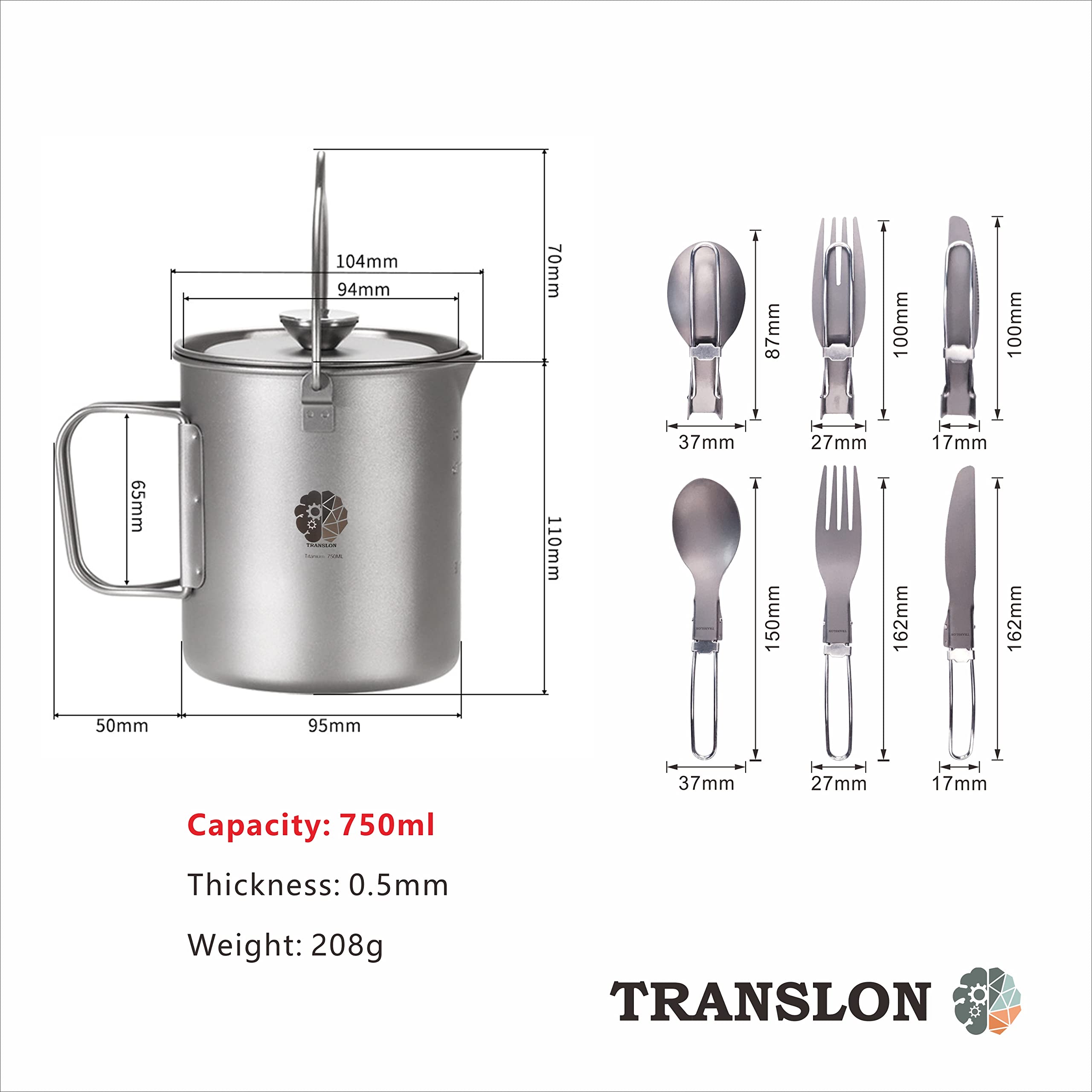 Camping Set Titan, multi-Funktion Tasse und Kaffeebereiter(French Press) sowie faltbar Campingbesteck Messer Gabel und Löffel (inklusive Tragetasche), leicht und tragbar