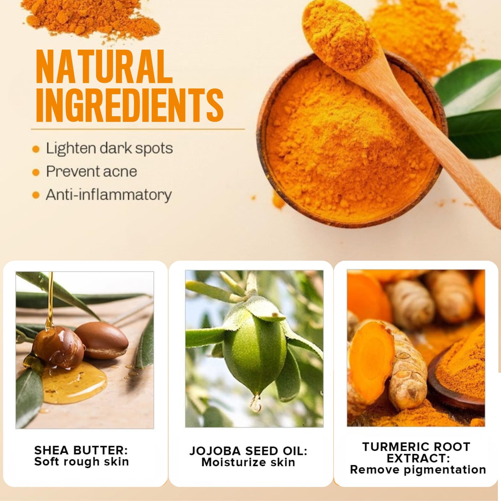 Turmeric Scrub for Face & Body, Brightening Body Scrub Exfoliator & Organic Body Exfoliator, Pore Minimizer - Image 2