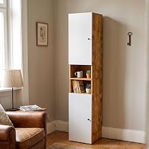 FFO Nexora Cabinet for Home & Office | Tall Narrow 2-Door Organizer with 2 Open Shelves | Multipurpose Bookshelf and File Cabinet | Space-Saving Floor-Standing Unit, 30 × 30 × 154.5 cm,(DIY)