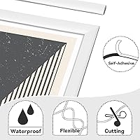 Vista 4 de Moldura de pared despegar y pegar de 9.8 pies, color blanco (pintable), moldura flexible autoadhesiva para pared, bordes, marcos, marcos de ventana