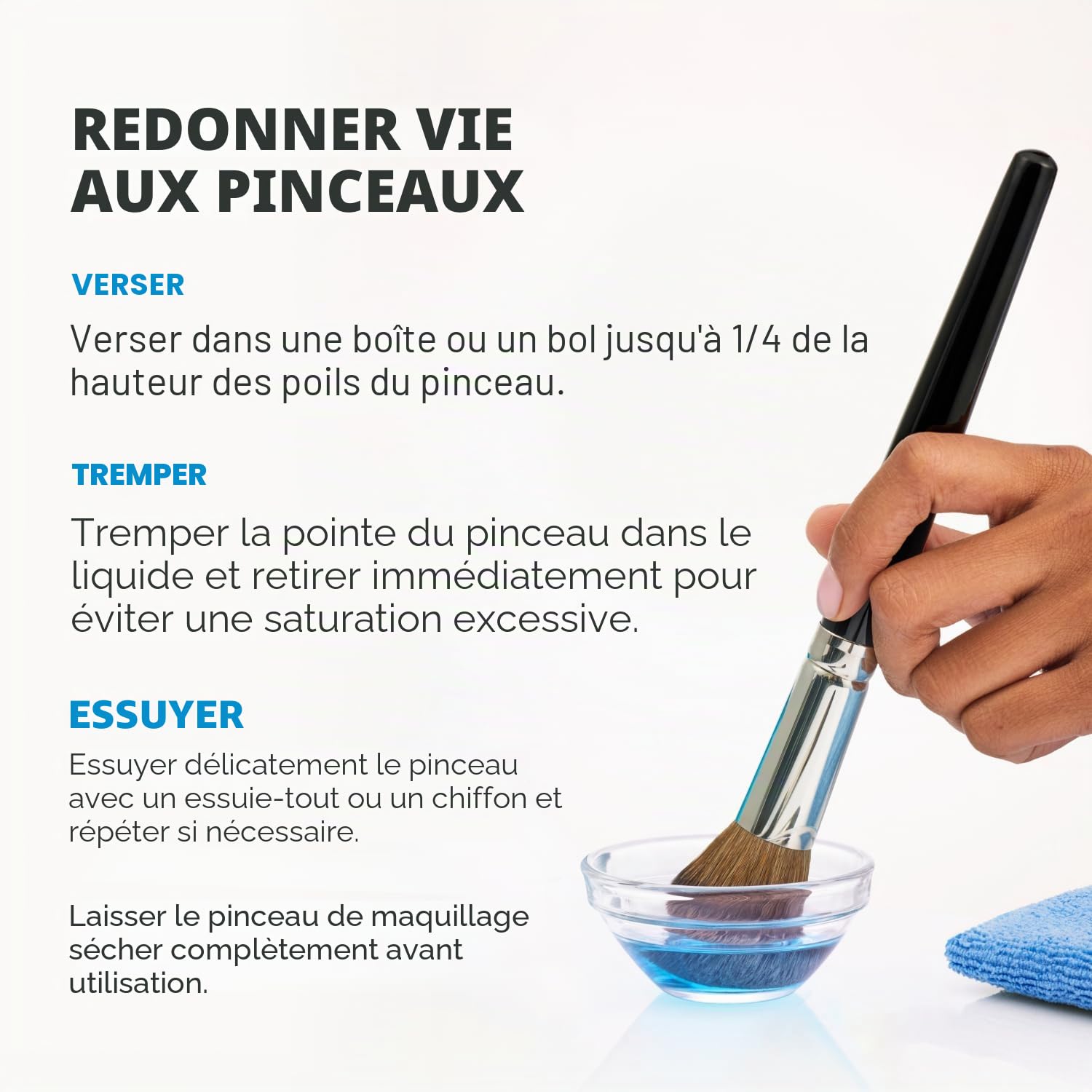 Cinema Secrets Original Blue Vanilla Solution nettoyante pour pinceaux de maquillage – Nettoyant professionnel pour pinceaux de maquillage – Séchage rapide, formule sans rinçage – Élimine le