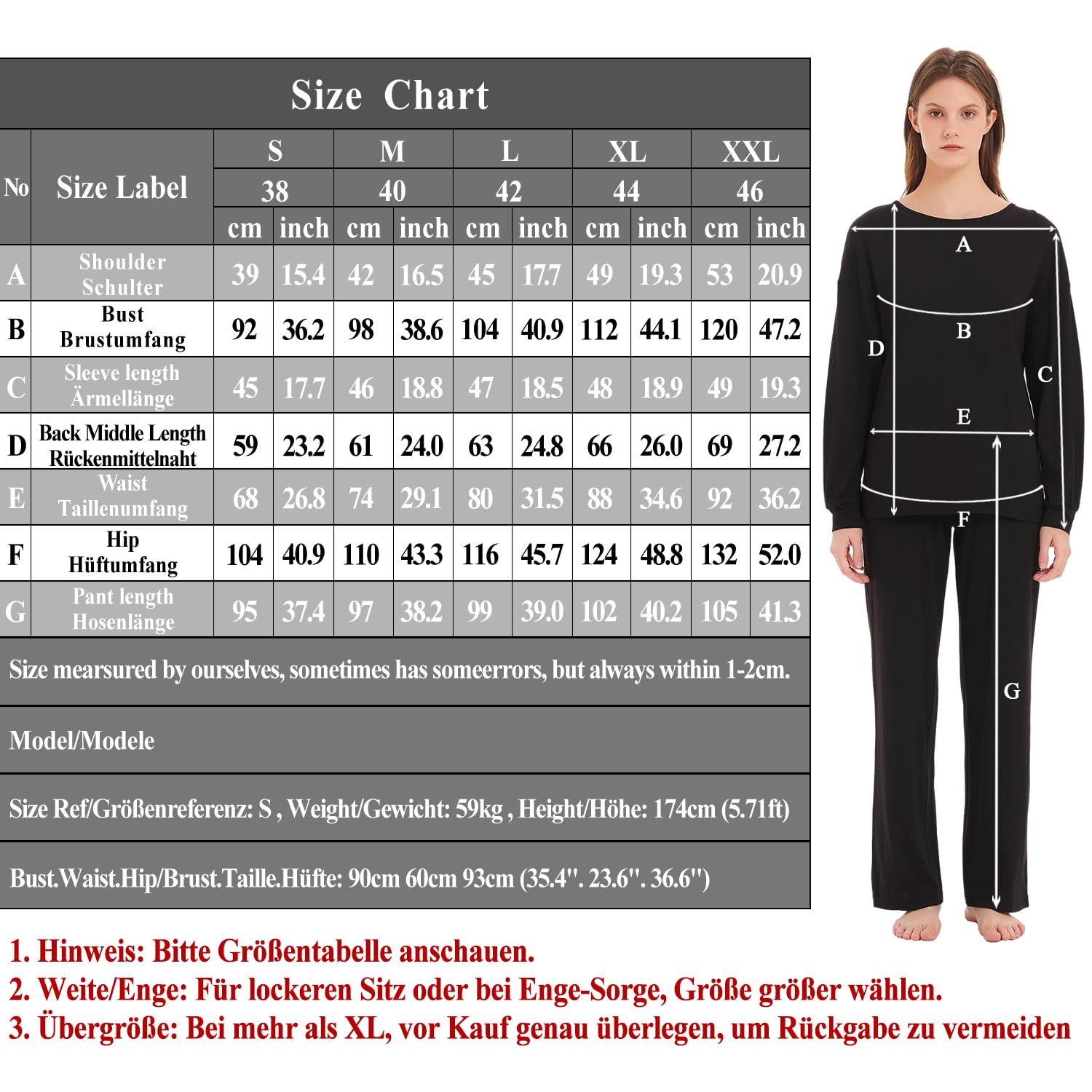Conjunto de pijama de punto suave para mujer, ropa de dormir acogedora de algodón y modal Tejido transpirable