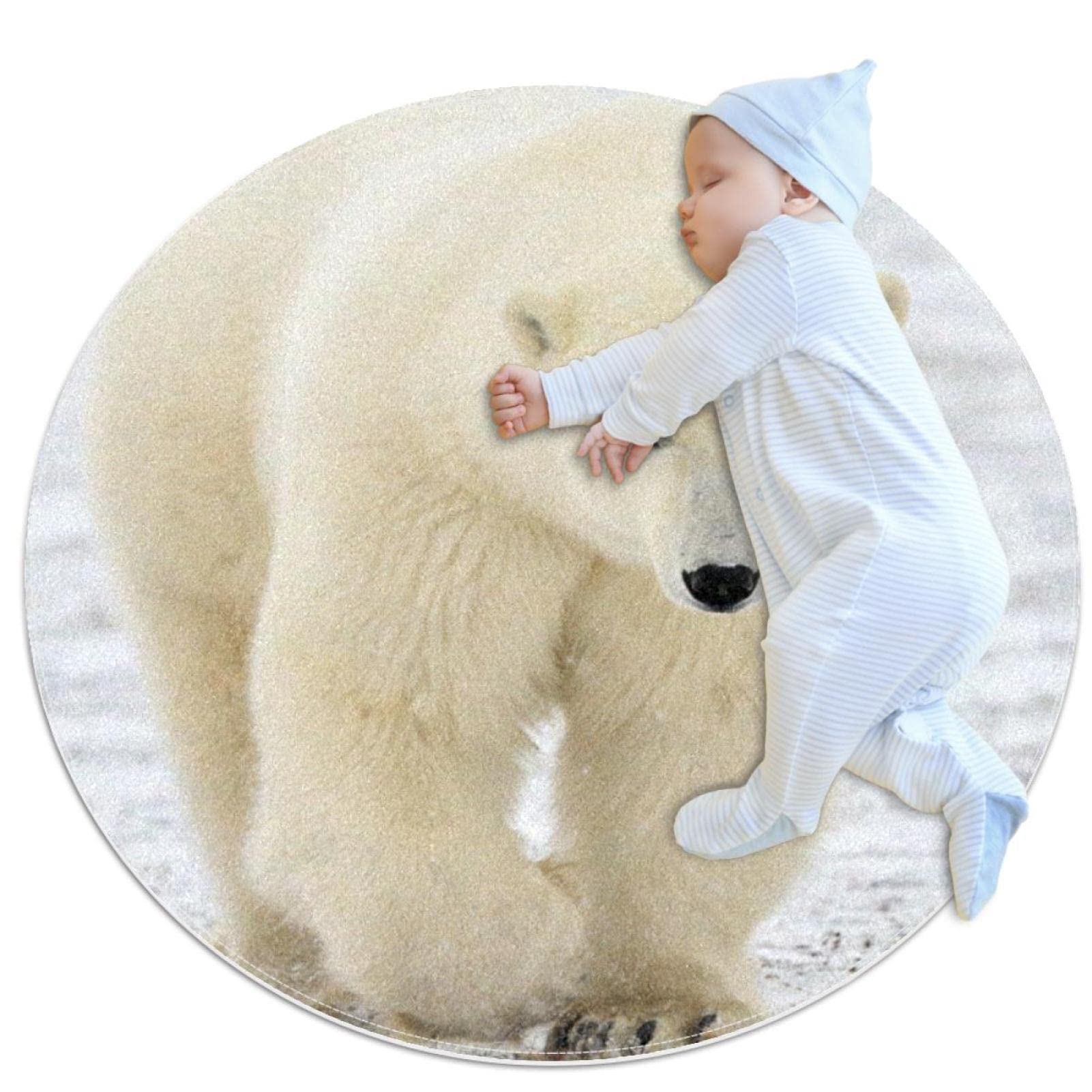 Tapis ours rond JDEZ pour protéger le sol froid du salon et sécuriser les jeux de bébé 100cm
