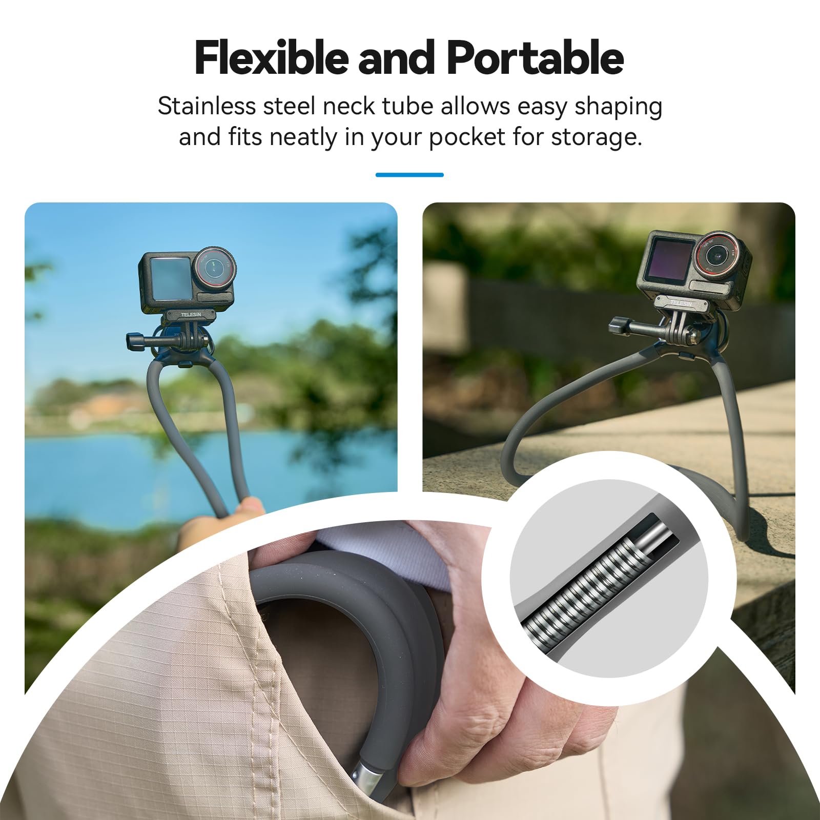 Supporto Per Collo TELESIN SE 2.0 Per Action Cam - Rotazione 90°, Cinghia Toracica | Per GoPro, DJI, Insta360 - Foto 13