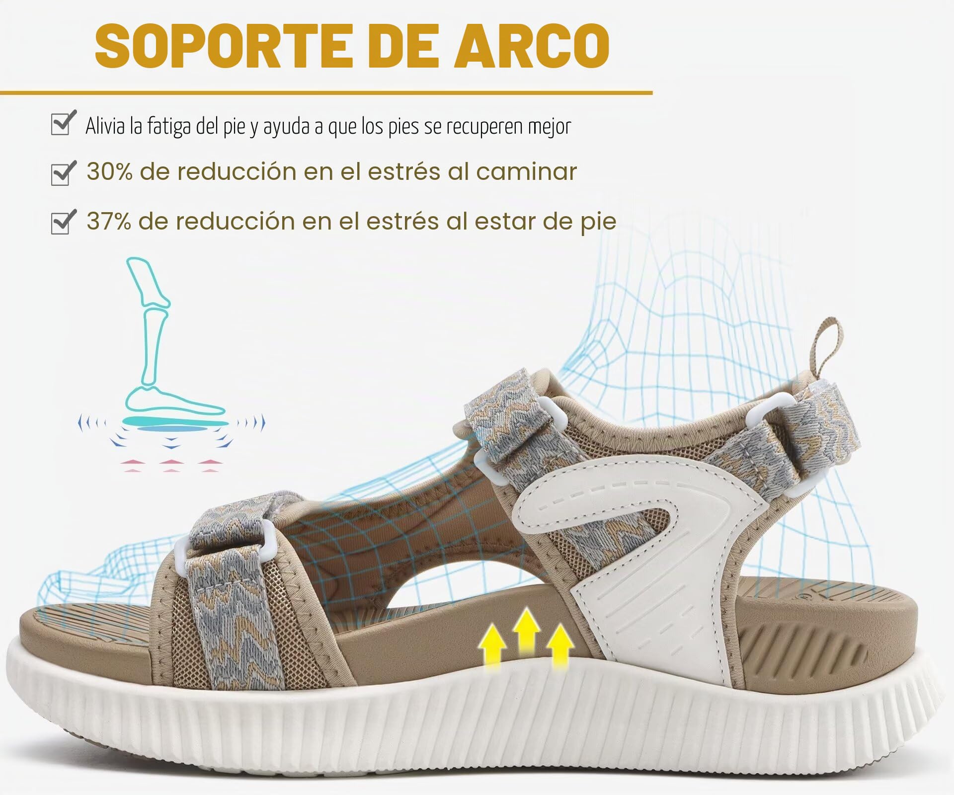 KuaiLu Sandalias Trekking Deportivas Mujer Ortopedicas Senderismo Sandalias | Comodas Caminar Fascitis Plantar Sandalias Verano Abierta Ligera Cuero Ajustables Antideslizantes Sandalias Montaña Beige 41