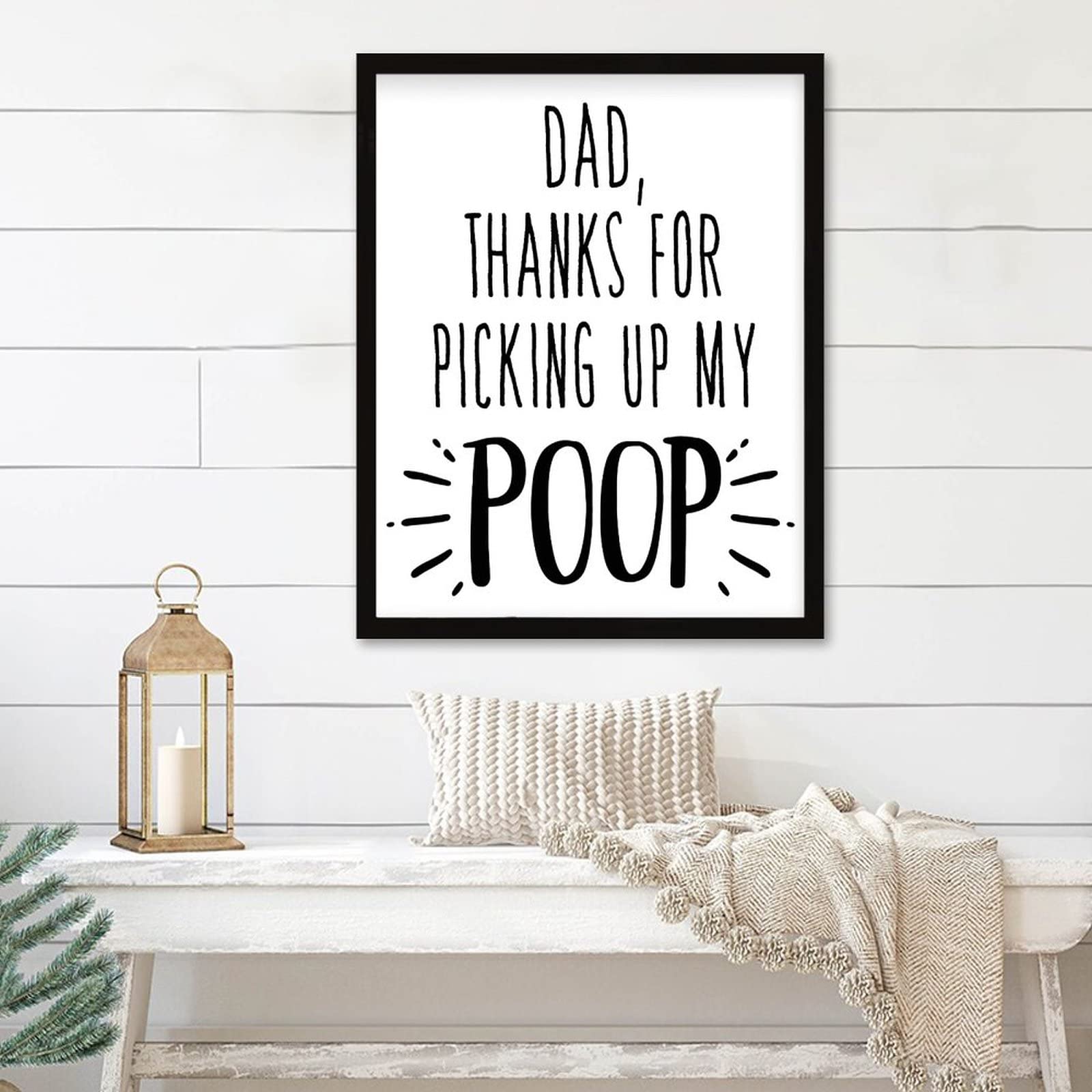Panneau de table noir Thanks for Picking Our Poop grand cadre déco salon animaux