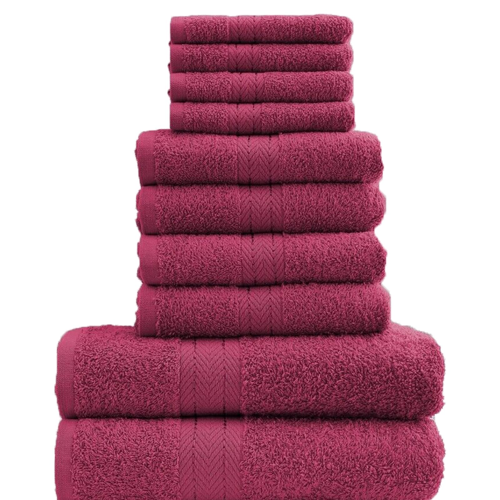 Lions Towels 10 Piece Bale Set - 4 Face 4 Hand 2 Bath Towel - 100% Egyptian Cotton 450 GSM, Premium Quality Highly Water Absorbent Bathroom Accessories, Machine Washable, Deep Red