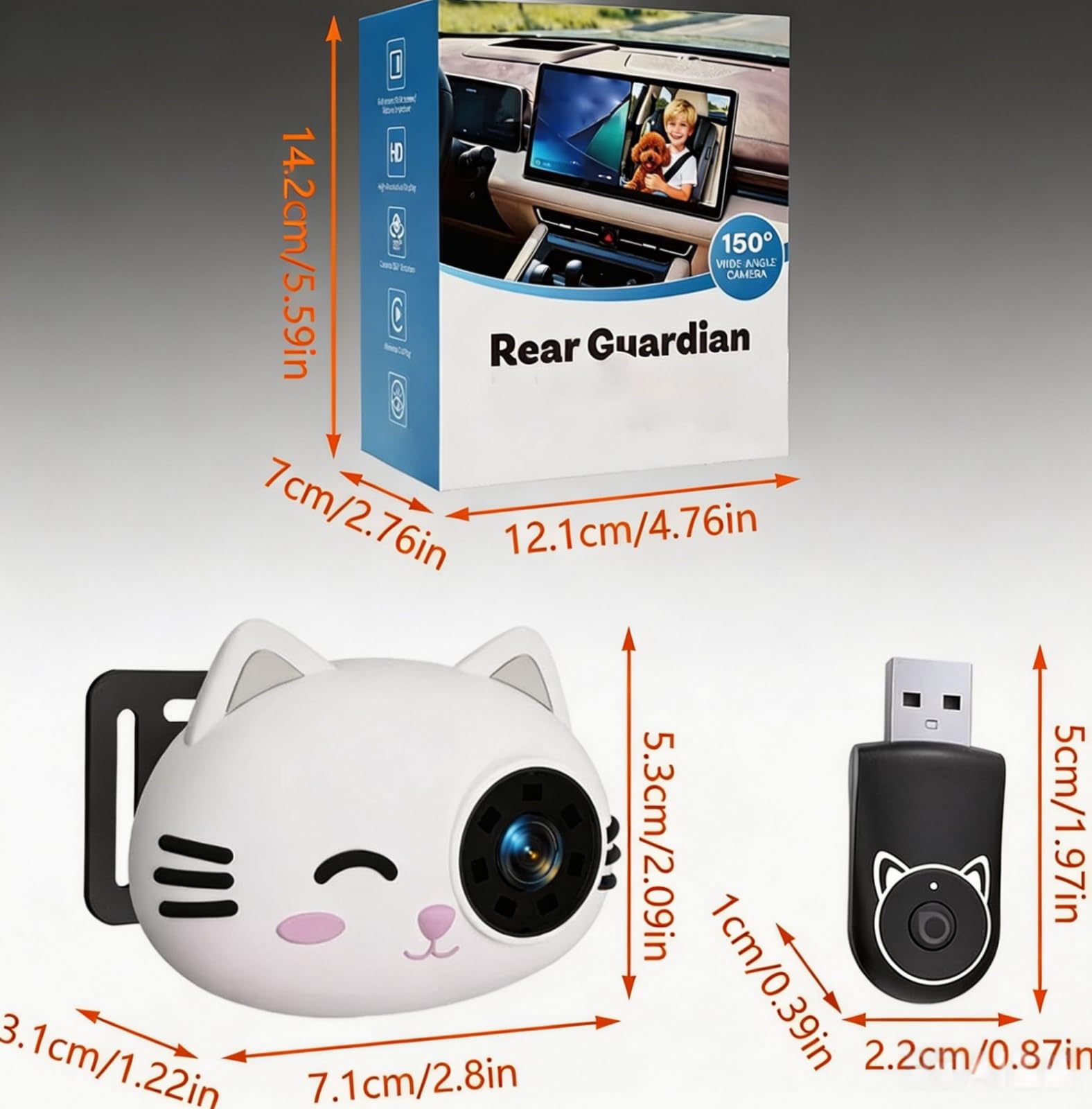 Cabin Care, Adattatore CarPlay Wireless con Fotocamera 2026, Macchina Fotografica Bambino Auto, Baby Monitor CarPlay su Schermo Originale, Schermo Condiviso & PiP, Visione Notturna 1080P, Grande