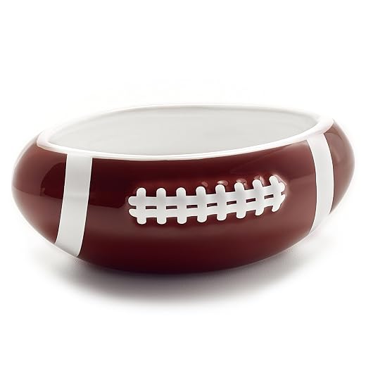 40YARDS American Football Snackschale/Schüssel/Bowl in American Football Form (16 cm Länge) aus Keramik mit erhabener, fühlbarer Naht