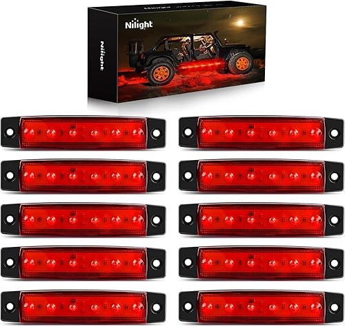 Nilight 10 luces LED rojas de 3.8 pulgadas con 6 luces LED indicadoras laterales delanteras y traseras para 12 V, camión, remolque, caravana, Rojo