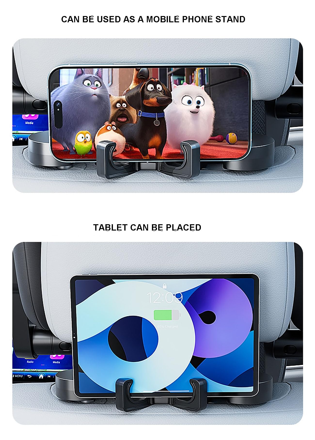 Almohada multifuncional para reposacabezas de coche, soporte lateral para descompresión de cabeza y cuello, comodidad para asiento de coche
