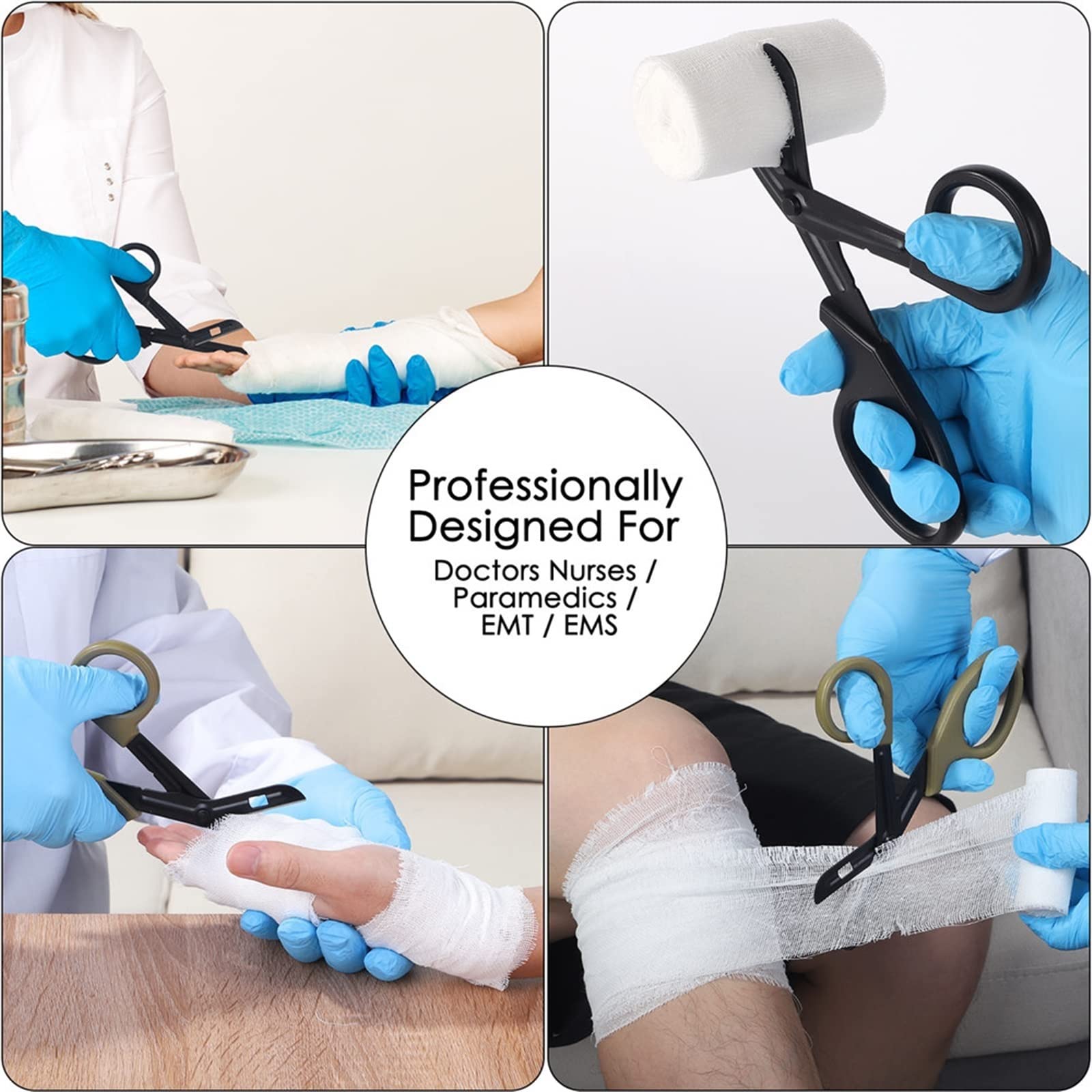 Tijeras de Rescate médico, Mango de plástico, Gasa para heridas de Acero Inoxidable, Tijeras de Primeros Auxilios, práctica Enfermera al Aire Libre S