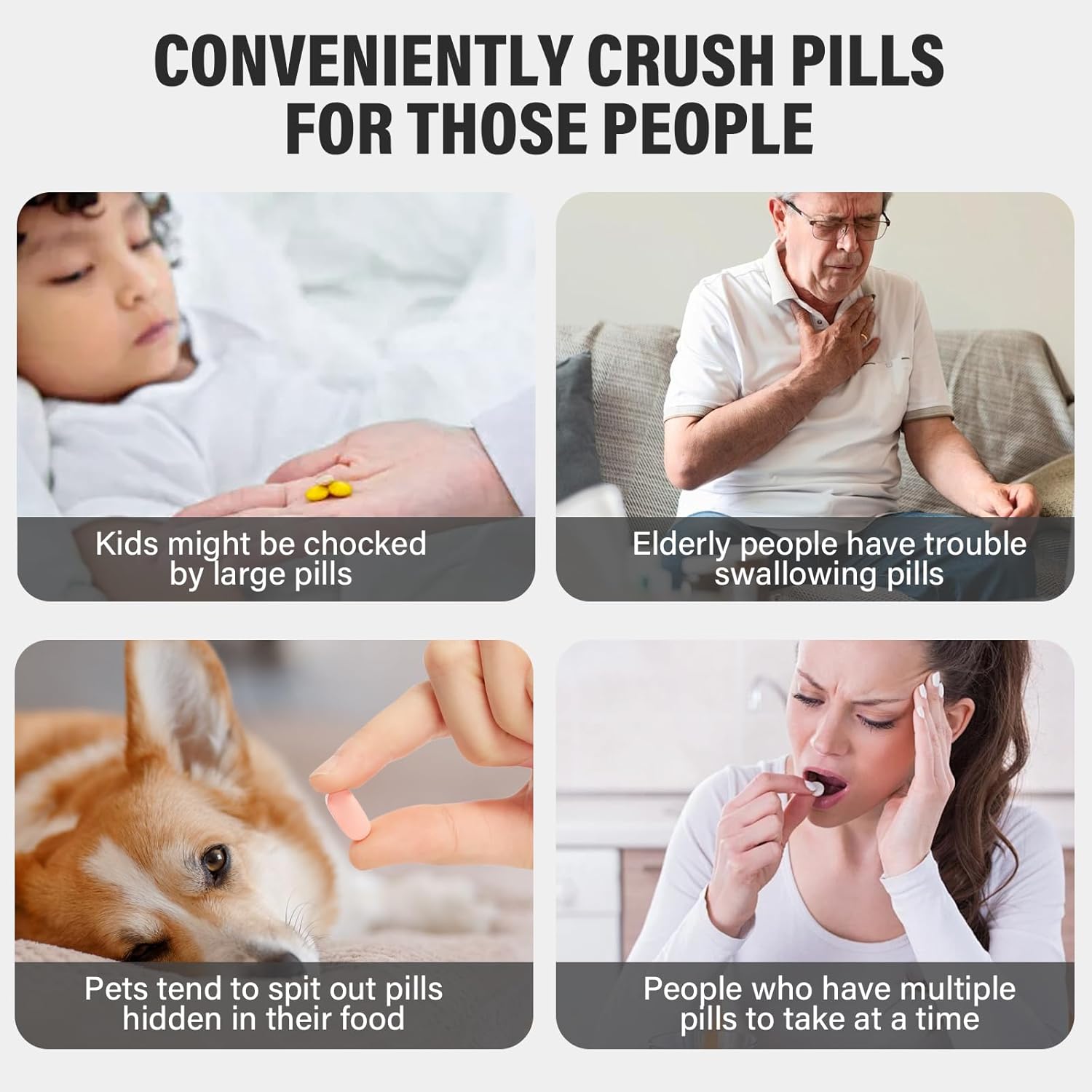 小型ポータブルコードレス電動ピルクラッシャー 高齢者用ファインパウダー - 電池式ピルグラインダー 複数の錠剤、小規模および大型薬、