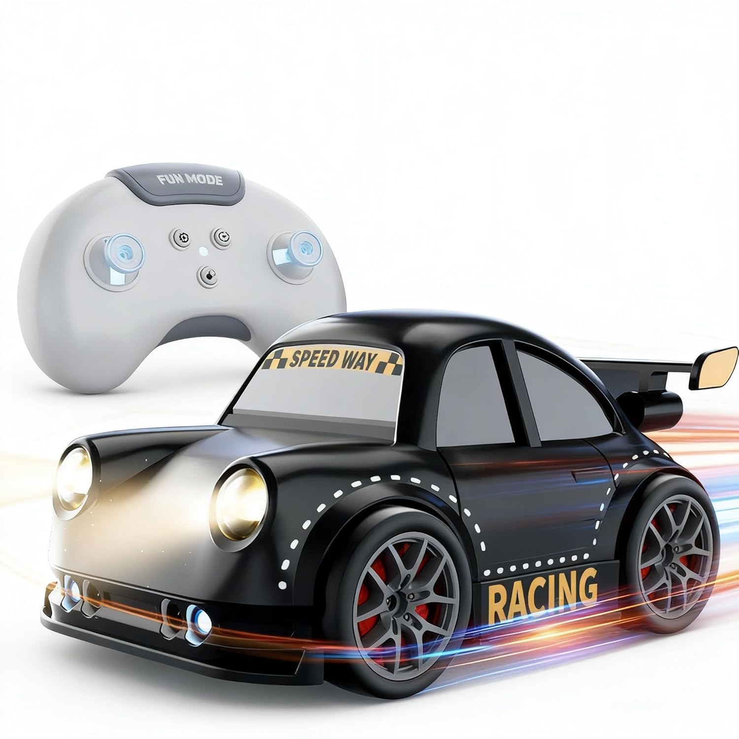Pihura Remote Control Intelligent Sensor Drift Car for Kids - 4 Wheel Drive Mini RC Drifting Car with Follow Me, Escape Mode, Music & LED Lights Toy Gift for Boys Girls (Black)