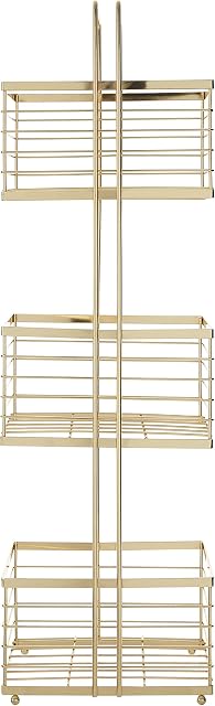 Premier Housewares 3-Tier Storage Caddy, Iron Wire, Gold, 16 x 22 x 73 cm