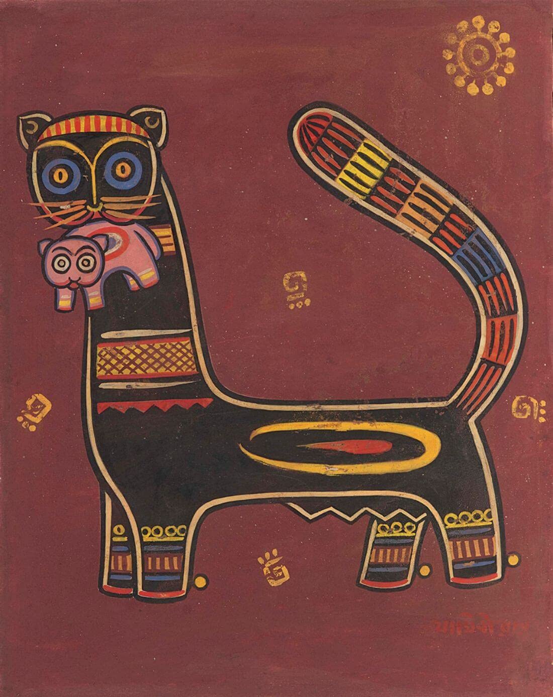 Tallenge - Jamini Roy - Panther- Medium Digital Print(Paper,17 x 24 inches, Multicolour)