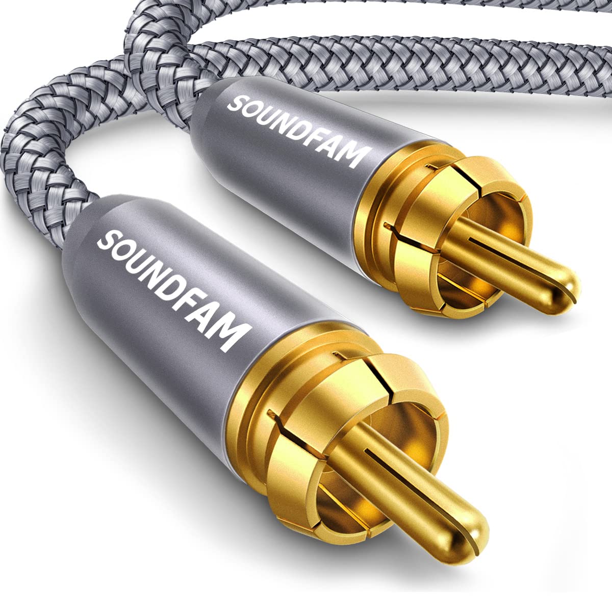 RCA Subwoofer Cable 6ft/2M RCA Cable Male to Male Gold Plated Connector for Subwoofer,Home Theater,Amplifier,TV-Grey