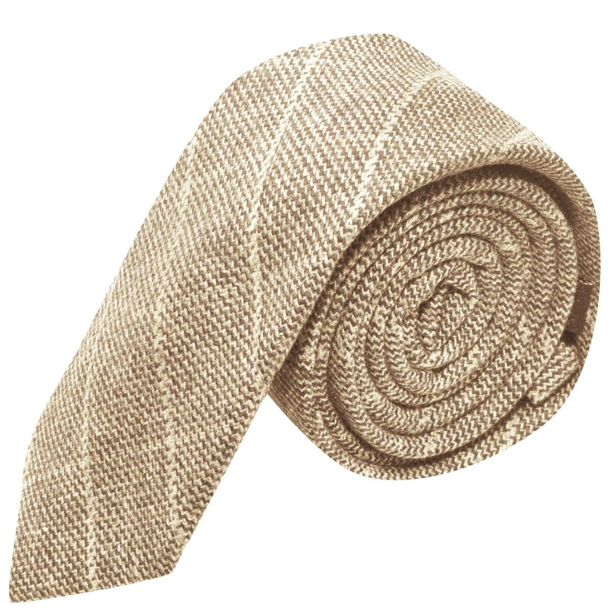 King & Priory Men's Beige Birdseye Weave Check Tie