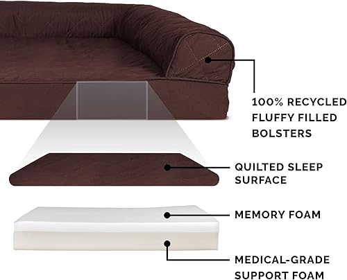 Miniatura 3 de Furhaven Cama para perros de espuma viscoelástica para perros medianos/pequeños con refuerzos extraíbles y funda lavable, para perros de hasta 35