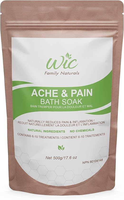 WIC Family Naturals Ache & Pain Bath Soak, Bath Salts For Sore Muscles & Joints High Magnesium