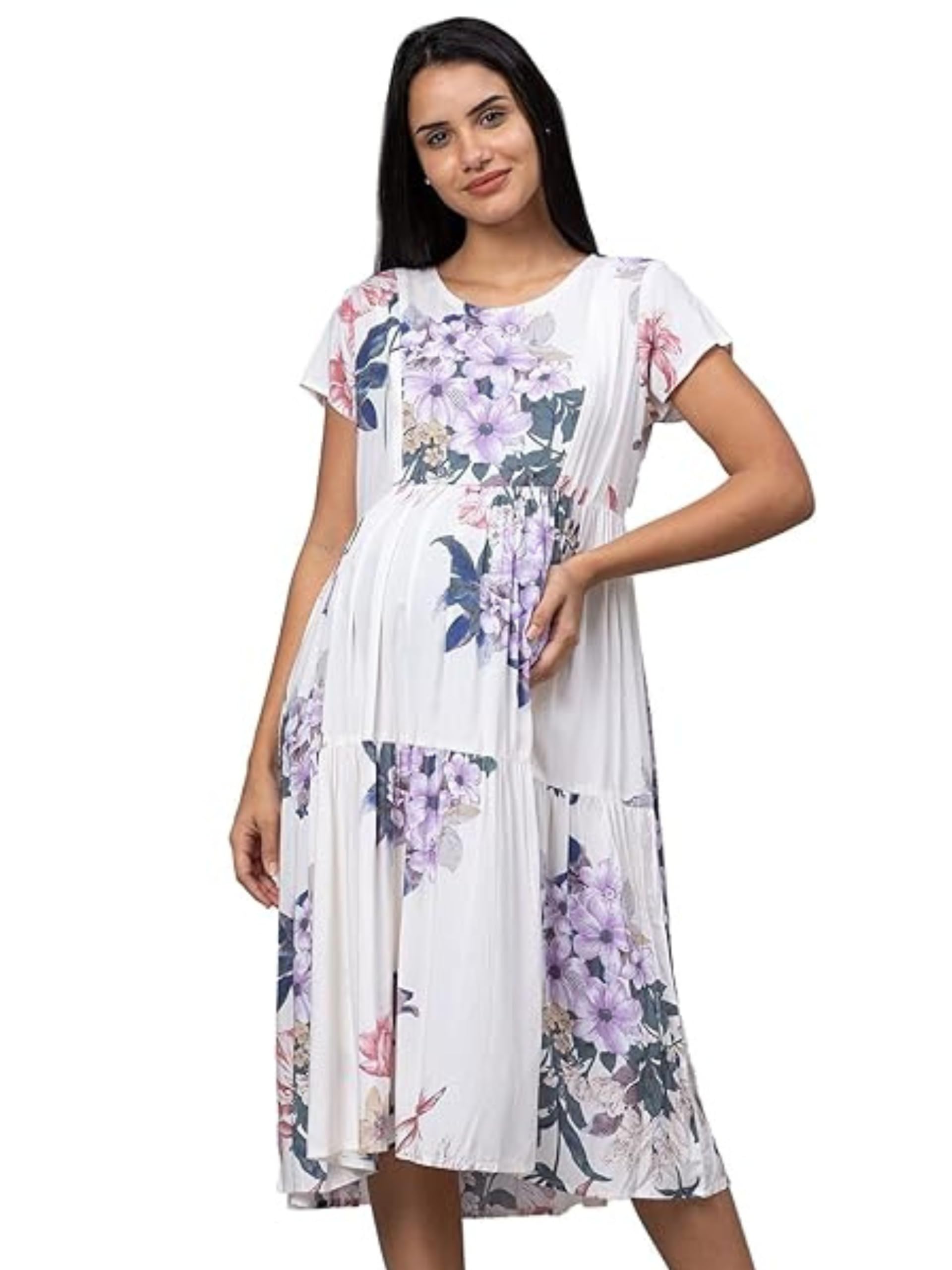 Women's Rayon Regular Fit Maternity Feeding Layered And Tiered Kurti 5124-image-13
