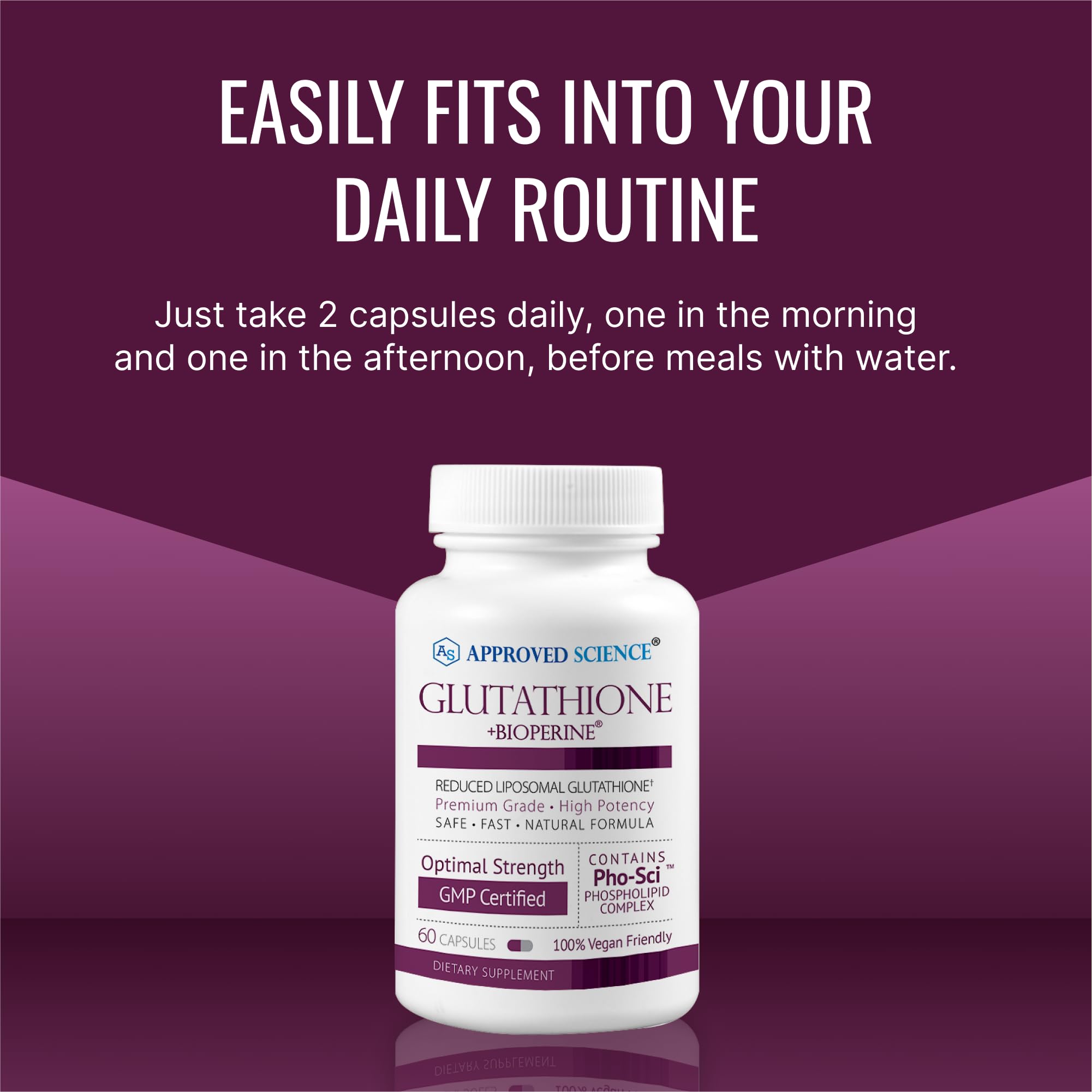 approved science glutathione Approved ScienceGlutathione Glutathione 500 mg Phospholipid Complex Vitamin  C Bioperine Top Antioxidant to Help Neutralize Free main image 0