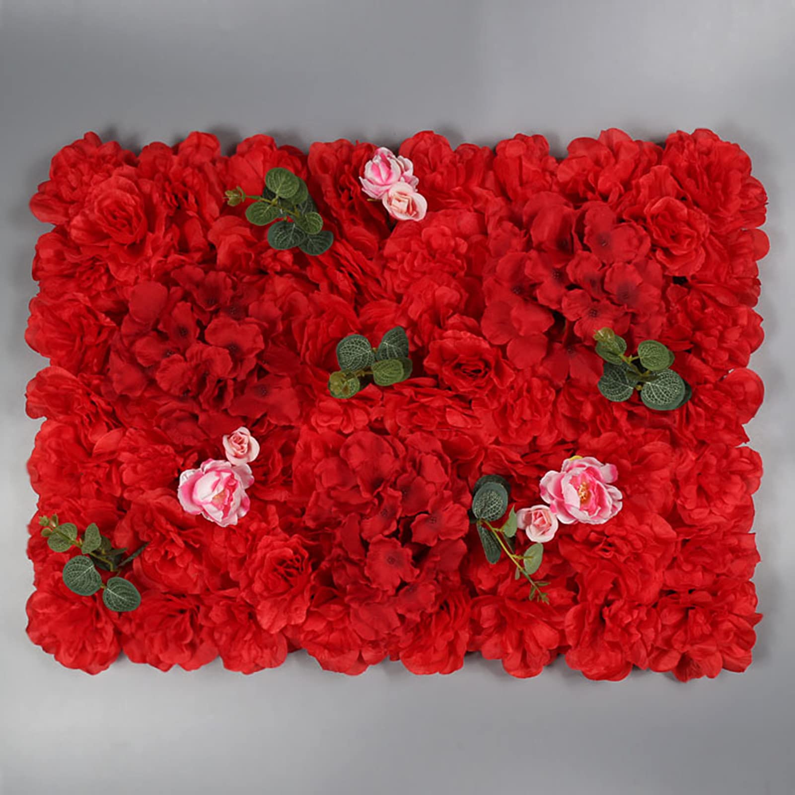 Panele kwiatowe ściana - czerwone dekoracje sztuczne kwiaty romantyczne kwiatowe tło dekoracja domu ślub przyjęcie zdjęcie tło 10 szt. (60 x 40 cm) (rozmiar 4 szt.)