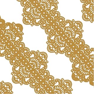 Large Pre-Made Ready to Use Edible Cake Lace Art Nouveau Style Applique Golden 14-inch 5-Piece Set