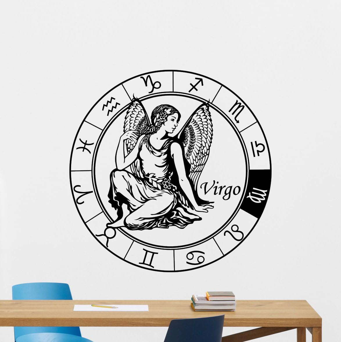 Virgo Wall Decal Astrology Horoscope Virgo Zodiac Sign Vinyl Sticker Cool Wall Art Design Wall Decor Housewares Kids Boy Girl Room Bedroom Decor Removable Wall Mural 5hor