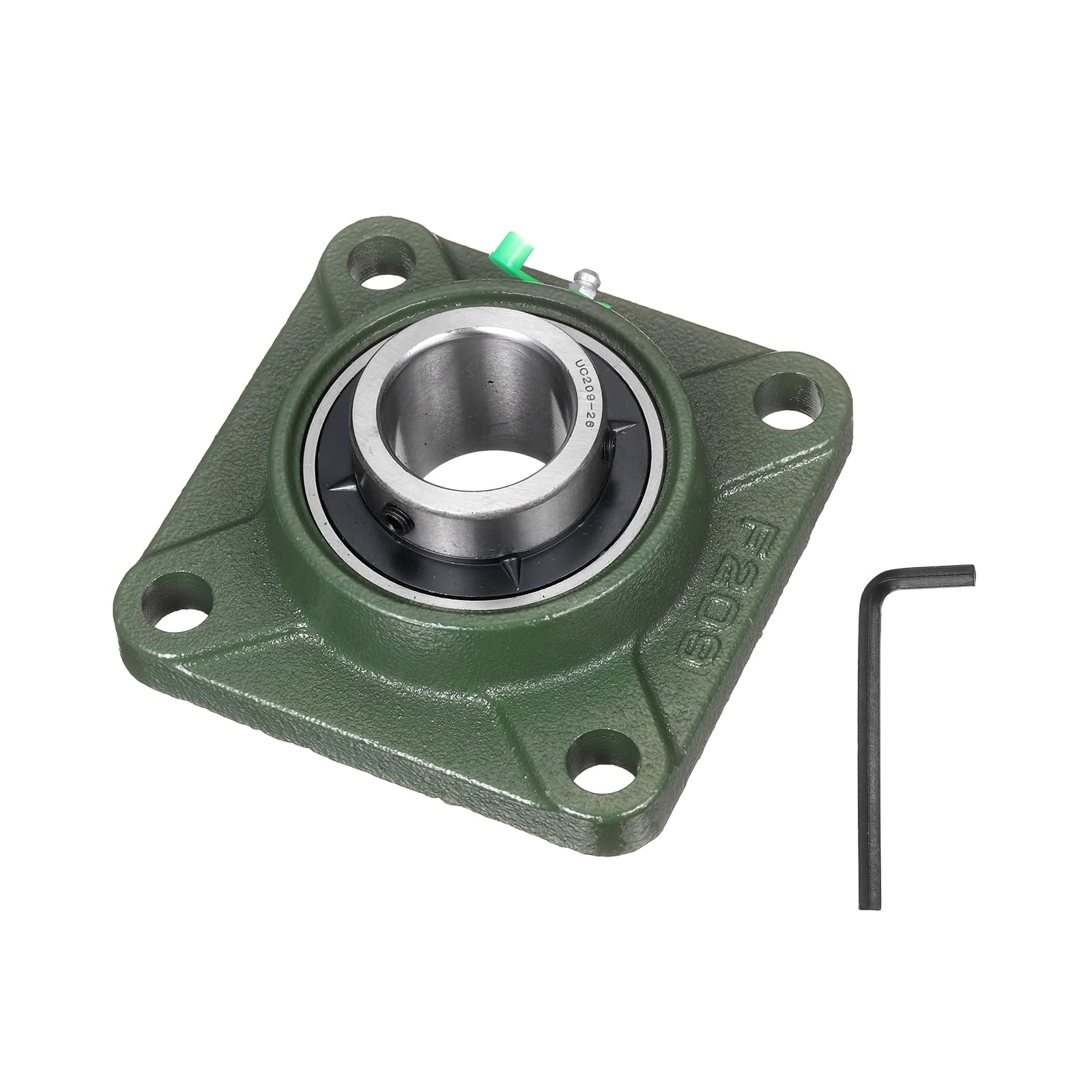 sourcing map UCF209-26 Cuscinetti a blocchetto di cuscino, autoallineamento da 1-5/8", base in ghisa solida, flangia quadrata in acciaio cromato, cuscinetto a sfera a blocchetto di cuscino montato