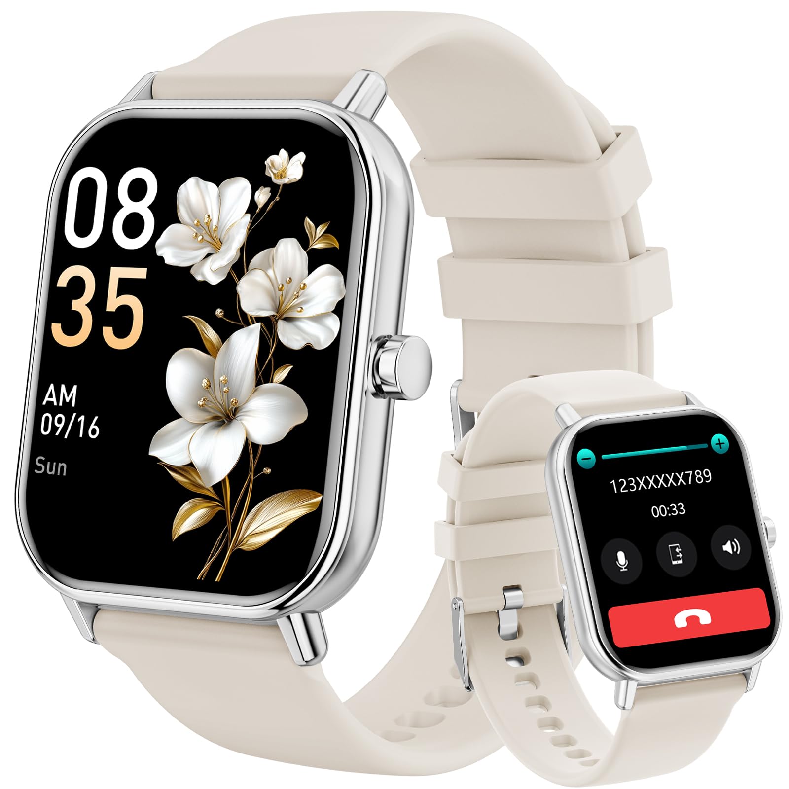 Smartwatch con Chiamate Bluetooth,1,85'' Smartwatch per Uomo Donna,Orologio Sportivo Impermeabile IP67 con 110+ Modalità Sportive,Fitnesswatch con Contapassi Cardiofrequenzimetro SpO2 per Android iOS