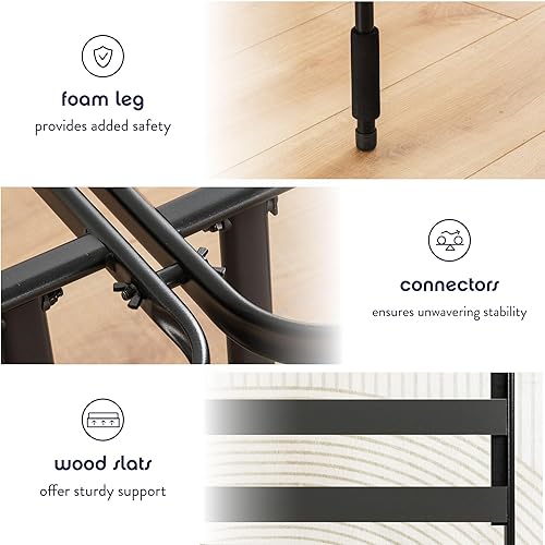 Miniatura 25 de Best Price Mattress Base de cama metálica de 18 pulgadas con base de colchón de listones de acero resistente (no necesita somier)