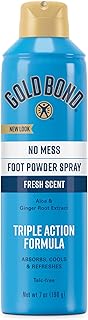 Gold Bond No Mess Talc-Free Foot Powder Spray, 7 oz., Fresh Scent, With a Triple Action Formula