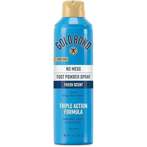 Gold Bond No Mess Talc-Free Foot Powder Spray, 7 oz., Fresh Scent, With a Triple Action Formula