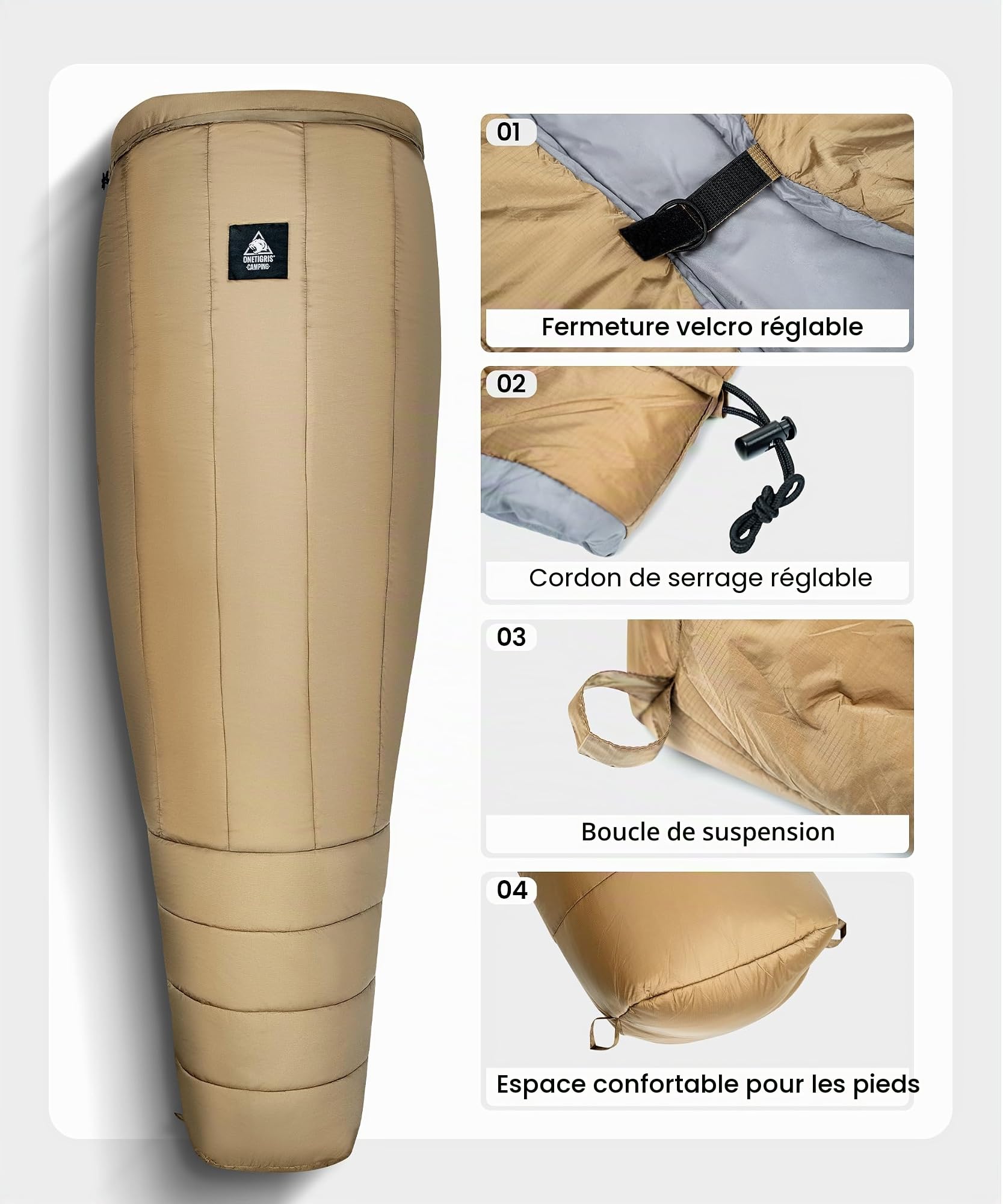 OneTigris Sac de Couchage Featherlite UL 3 Saisons Sac de Couchage Couverture 1.0 kg, 200cm x 85cm pour Le Camping, la randonnée, Autres activités de Plein air |Emballage Multi-usages