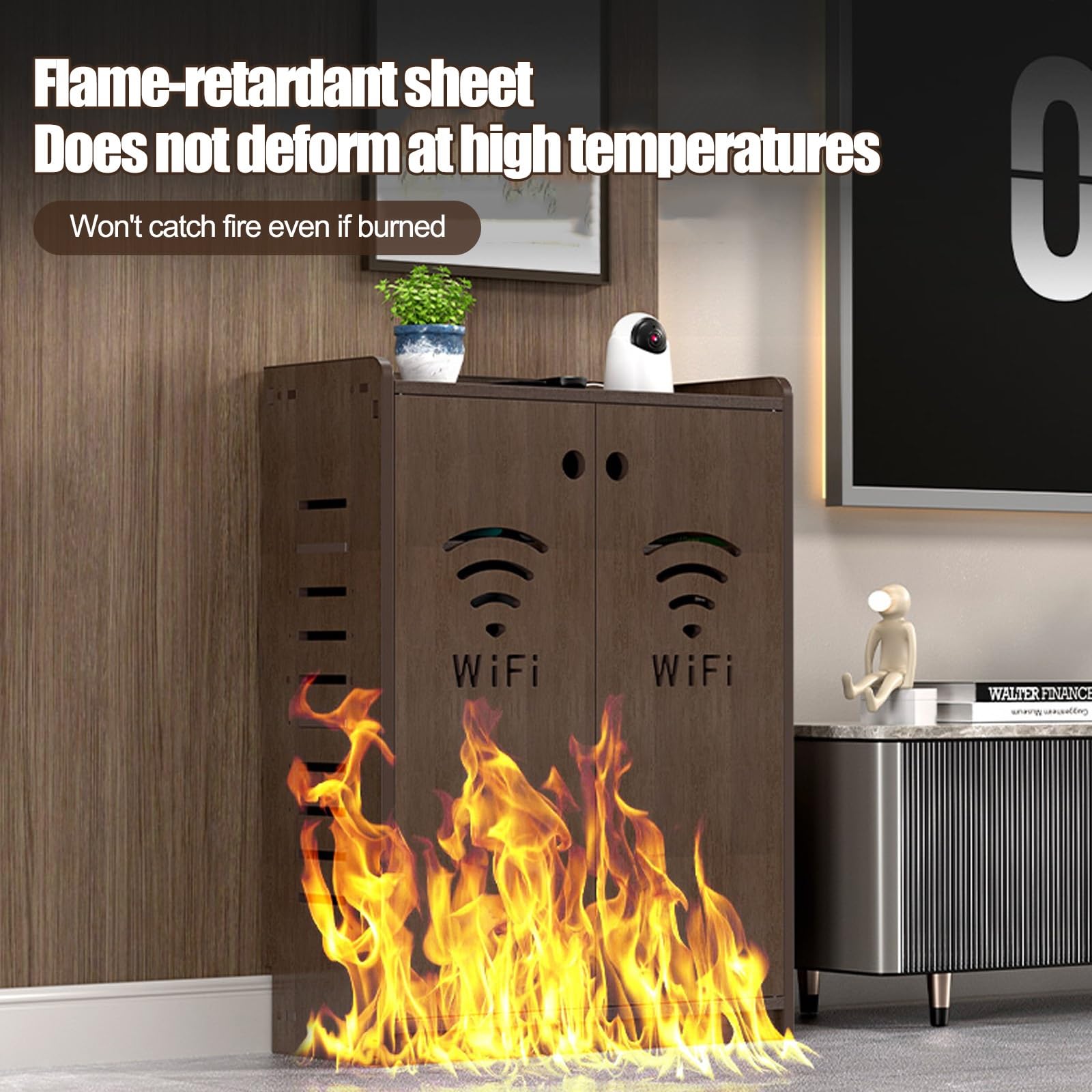 HARELA WLAN-Router-Aufbewahrungsschrank, Stand-Router-Aufbewahrungsbox Modem, Steckdosenleiste und Kabelmanagement-Organizer für Zuhause und Büro(Gray,50x60x25cm)