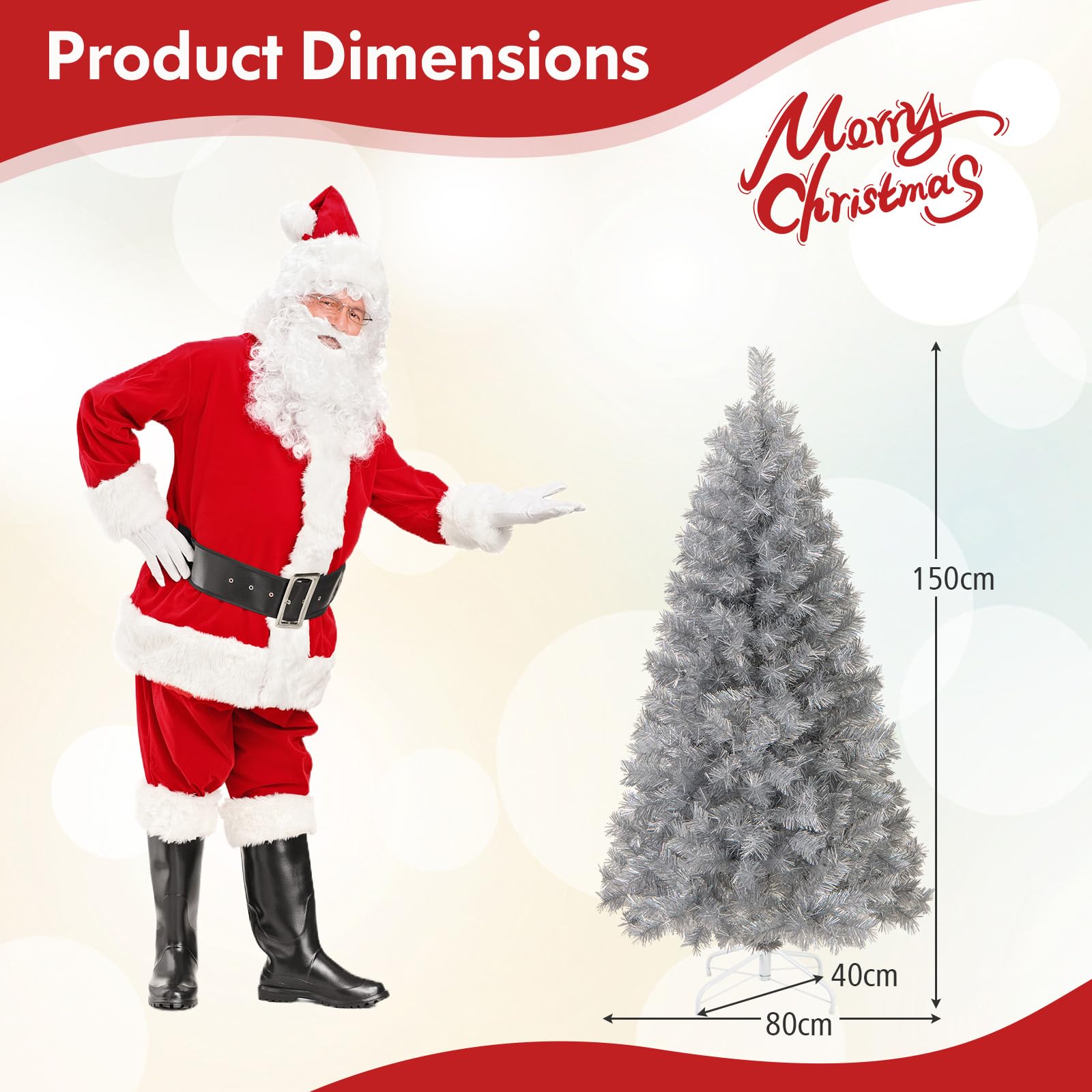 Klappbarer Weihnachtsbaum mit Astspitzen, warmweißen LED(5FT)