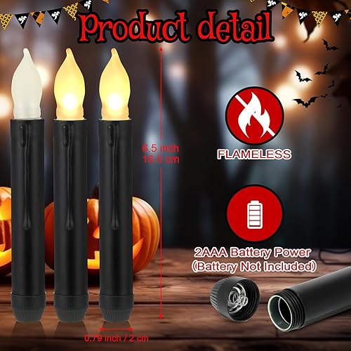 Miniatura 3 de Macarrie 108 velas LED cónicas sin llama, funciona con pilas, luz parpadeante, candelabros eléctricos de mano para decoración del día de San