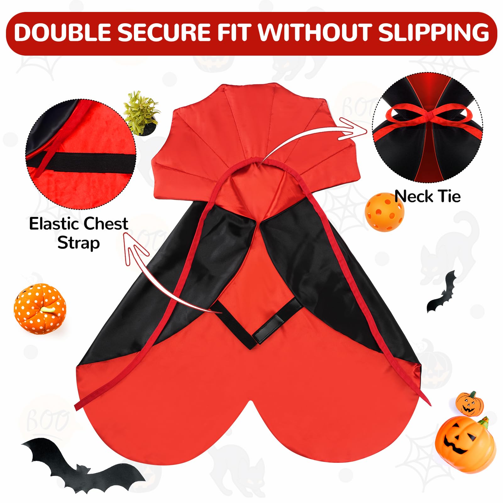 HSSPYY Halloween Pet Vampire Cape Adjustable Red & Black Fancy Dress for Cats & Small Dogs (Yorkshire Terrier - Image 3