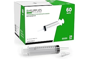 BH Supplies 60mL Syringes for Lip Gloss, No Needle, Sterile, Individually Wrapped (Pack of 25)