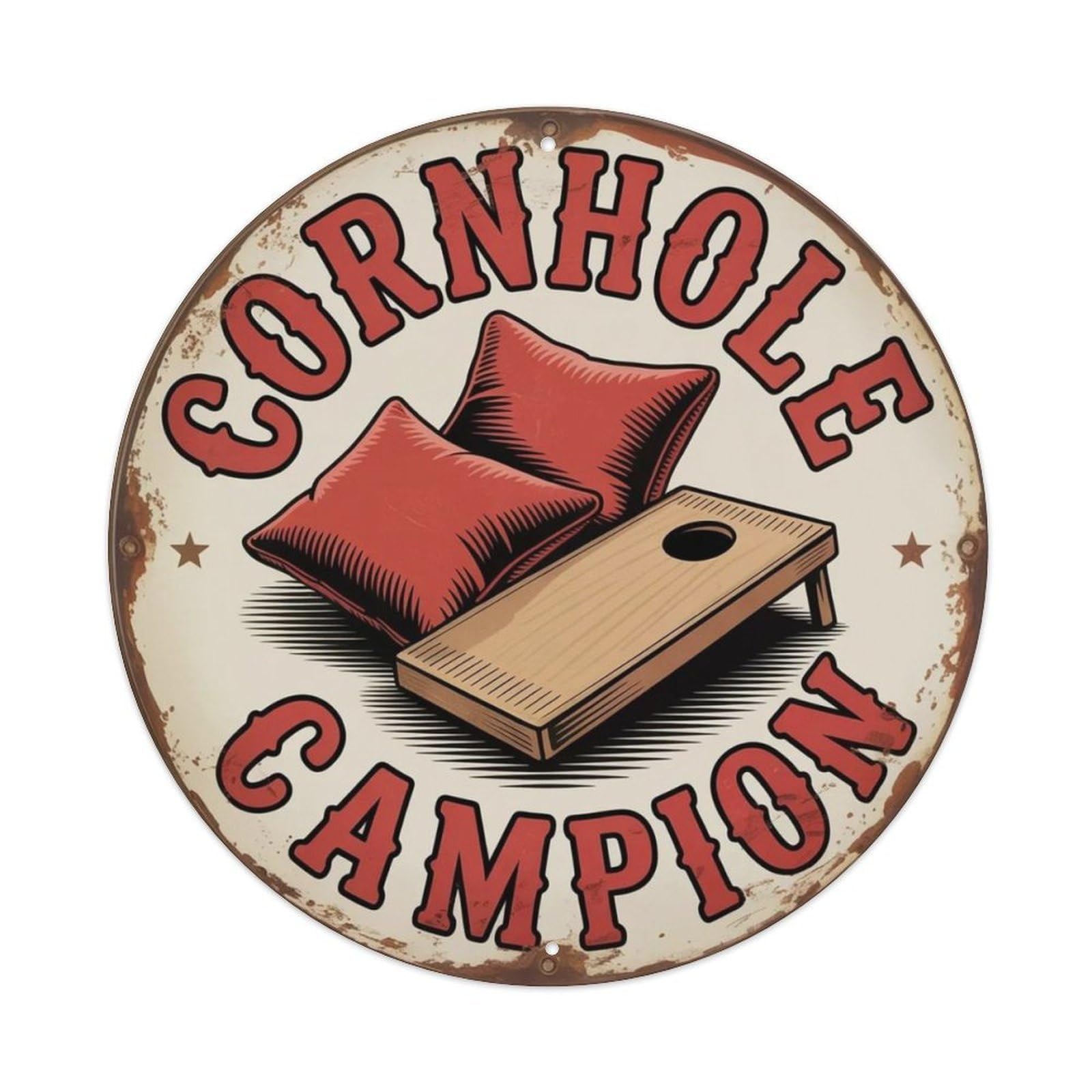 Lvalogy Style Cornhole Champion Metal Tin Sign Plaque