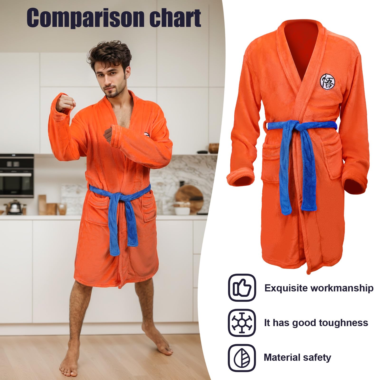Dragon Albornoz para hombre, albornoz de baile, anime, cosplay, para adultos, color naranja, para Halloween, carnaval, cosplay
