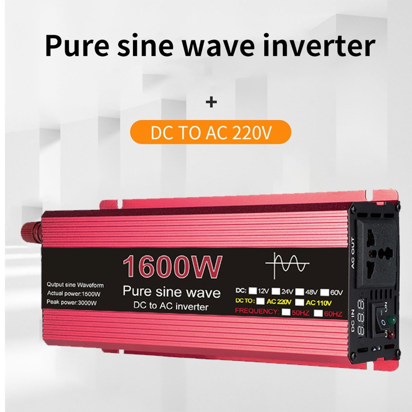 Falownik, adapter do konwertera samochodowego 12 V DC na 120-220 V AC