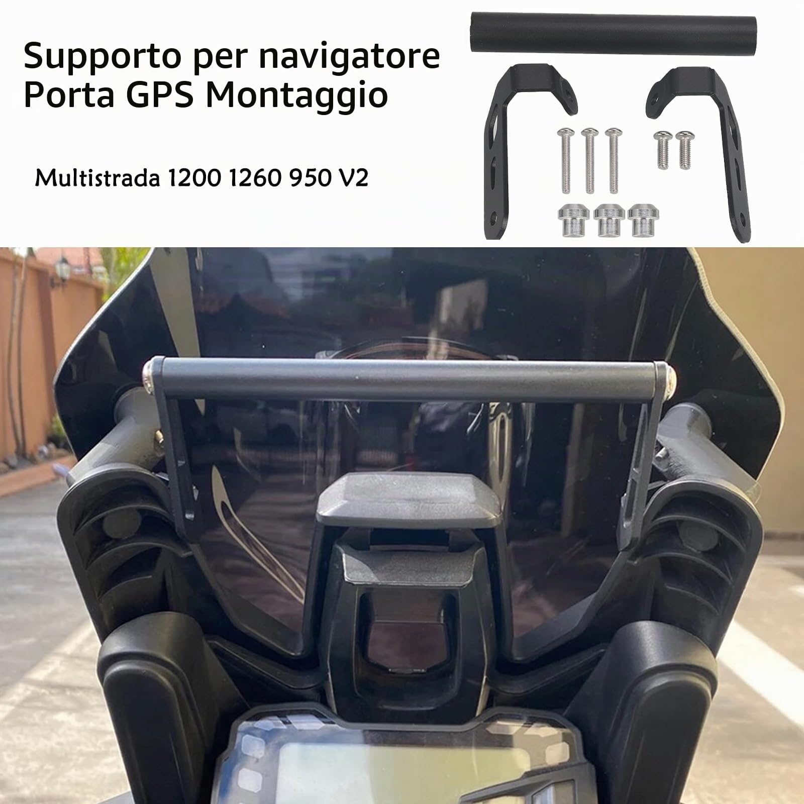 Supporto adattatore per staffa di navigazione per GPS per moto/smartphone Supporto centrale di ricambio per barra anteriore per Multistrada 1200 1260 950 V2 (Non si adatta al V2S)