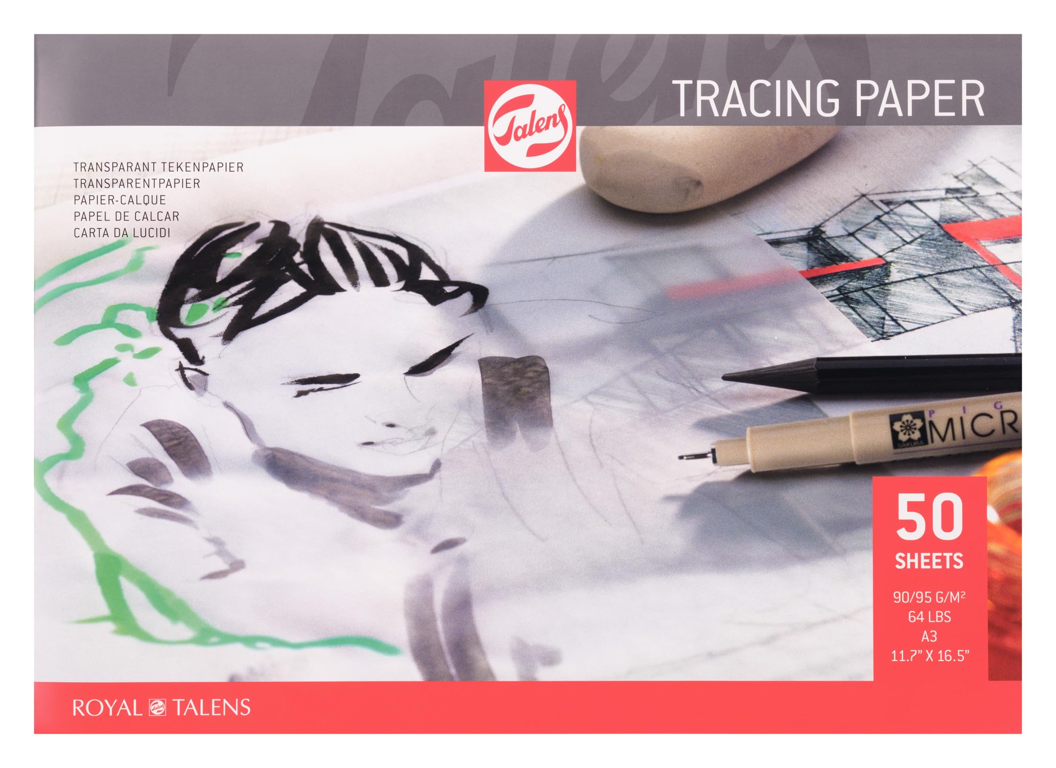 Papel transparente Talens para calco dibujo tecnico y bellas artes en hojas sueltas DIN A3