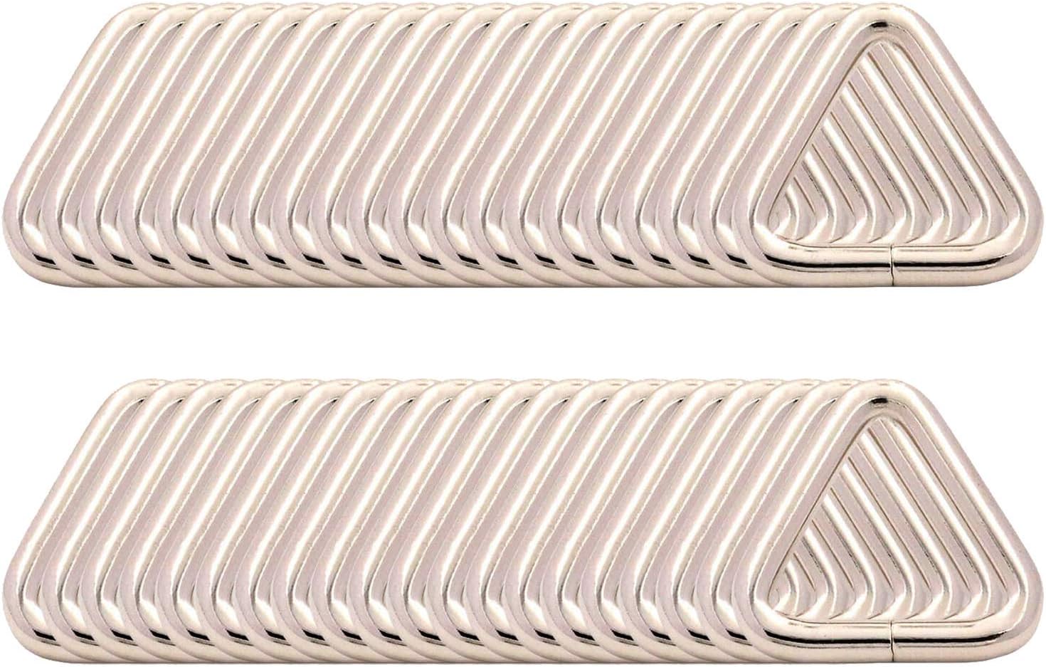 BIKICOCO 3/4'' Metal Triangle Ring Buckle Connectors Round Edge Webbing Bag Clasp Handbag Strap Making Hardware, Silver - Pack of 40